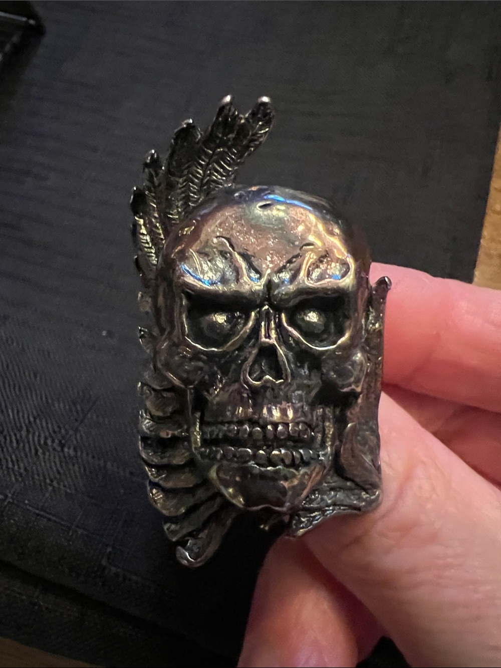 Men's Silver Skull Statement Ring - Bold Gothic Accessory